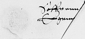 Eget segl benyttet 14. oktober 1628 (Vedlegg x til Fogderegnskap Moss 1628-29)
